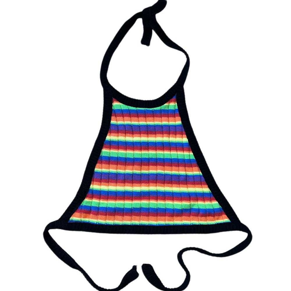 Y2K Smooches kiss & tell Rainbow Knit Halter Tie Top